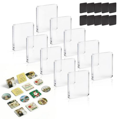 Clear Acrylic DIY Fridge Magnet Set with Adhesive Backing - Square 10 pcs