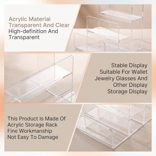 6-Tier Acrylic Wallet Display Stand Clear Organizer for Purses & Accessories