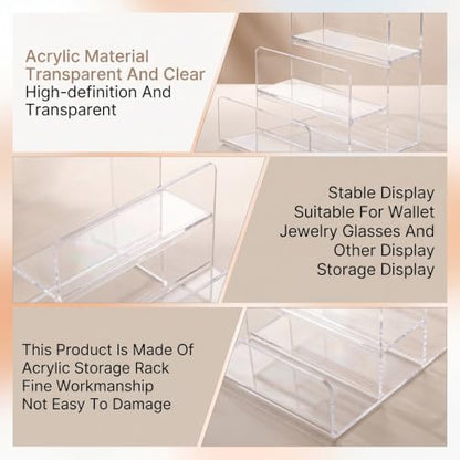 6-Tier Acrylic Wallet Display Stand Clear Organizer for Purses & Accessories