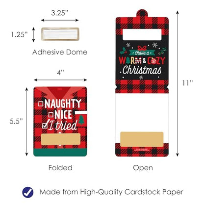 Christmas Pajamas DIY Money Holder Cards Set of 6 - Holiday Plaid Gift