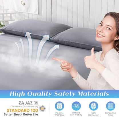 King Size Grounding Sheets Organic Cotton Silver Fiber Earth Connected Bedding