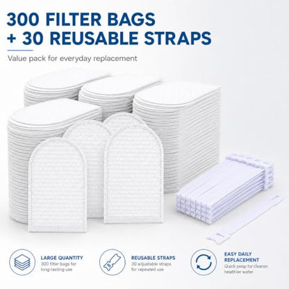 300 Pack Faucet Filter Bags - Mesh Water Filter Sleeves for Kitchen & Bathroom