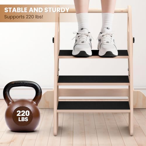 Wooden Foldable Toddler Step Stool for Bathroom Kitchen Potty Training