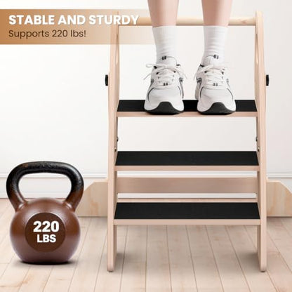 Wooden Foldable Toddler Step Stool for Bathroom Kitchen Potty Training