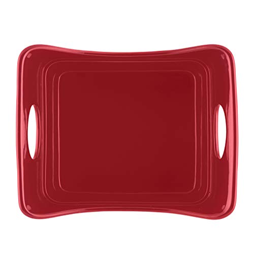 Rachael Ray Solid Glaze Ceramics Bakeware / Lasagna Pan / Baker, Rectangle - 9 Inch x 12 Inch, Red