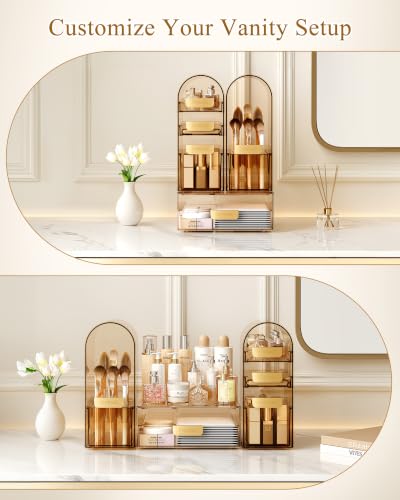 Large Clear Makeup Organizer with Drawers & Dustproof Lid