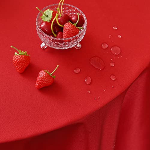 Meanmoy Red Round Water Resistant Tablecloth 90 Inch for Dining & Events