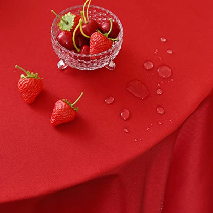 Meanmoy Red Round Water Resistant Tablecloth 90 Inch for Dining & Events
