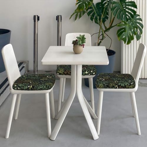 Green Botanical Chair Seat Covers Set of 2 - Waterproof & Elastic Dining Chair Protectors (Black & Green, 9"x7")