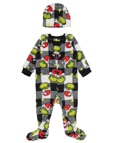Dr Seuss Grinch Family Pajama Set Infant 12 Months Wht Plaid Variation