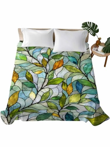 Queen Flat Sheet - Emerald Green or Sage Green Botanical Bed Sheets - Microfiber, Hotel Quality, 90x102 Inches