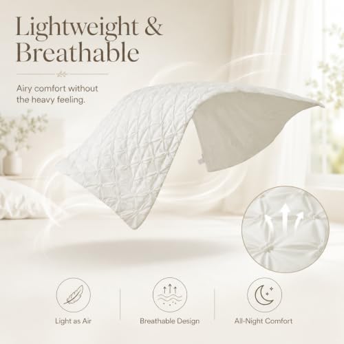 King Size Pearl White Cooling Comforter Set with Pintuck Design - Amélie Home