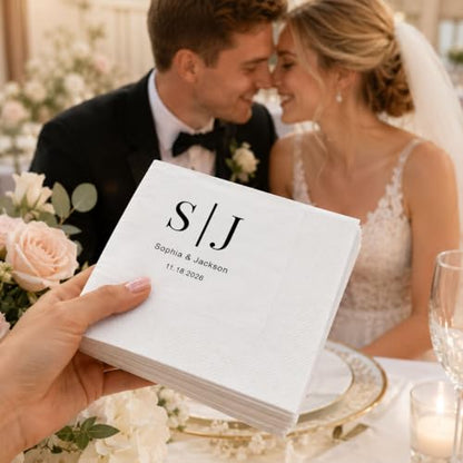 Personalized Wedding Cocktail Napkins - Color03 Custom Name & Pet Photo