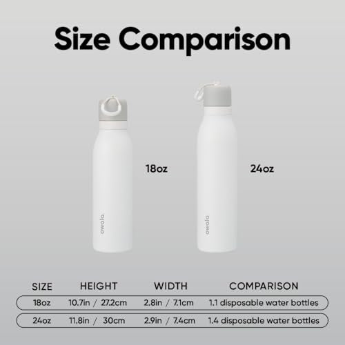 Insulated Stainless Steel Water Bottle 18oz with Twist Lid & Carry Loop