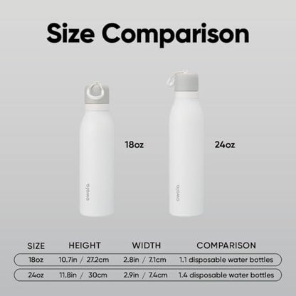 Insulated Stainless Steel Water Bottle 18oz with Twist Lid & Carry Loop