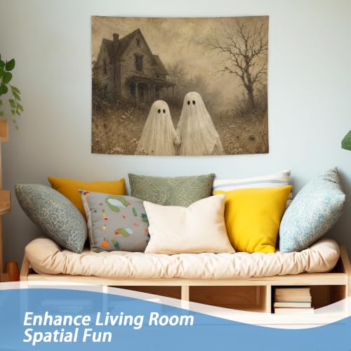 Rustic Halloween Ghost Tapestry 50x60 Inch Farmhouse Halloween Decor