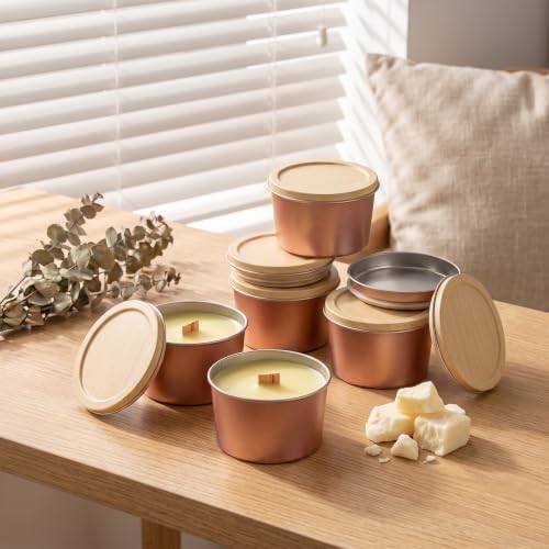 Rose Gold 12 Pack Candle Tins 2.5oz with Lids - Reusable Metal Containers