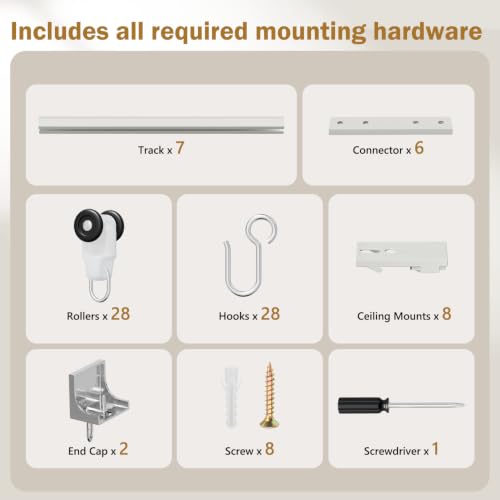 Ceiling Curtain Track 6ft-9ft Heavy Duty Room Divider Aluminum Support