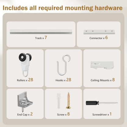 Ceiling Curtain Track 6ft-9ft Heavy Duty Room Divider Aluminum Support