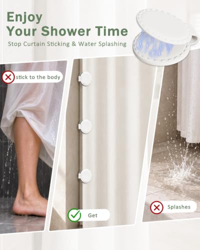 White Silicone Magnetic Shower Curtain Clips - 4 Pack