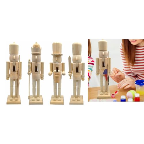 Unfinished Christmas Nutcrackers Figurine - Wooden Craft Decor, 38cm, Variation A