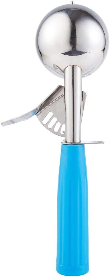 Portion Scoop #16 - 2 Oz Disher & Cookie Scoop - Durable 18/8 Stainless Steel with Blue Handle