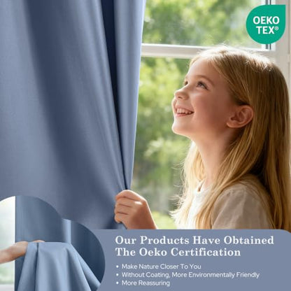 Blackout Curtains Set - Dusty Blue 52x84 Inches, Pack of 2, Cream-Soft Dense Woven Fabric