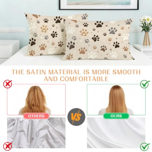 Silk Pillowcases 20x26 Inches for Hair & Skin - Beige, Taupe, Cream, Brown - 2 Pack with Zipper