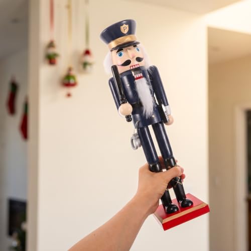 14-Inch Wooden Nutcracker Soldier Christmas Decor - Classic Holiday Table Display