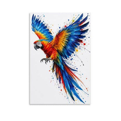 Macaw Parrot Wall Art Poster Tropical Aviary Canvas 36x24 Inch - Unframed