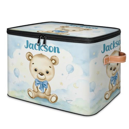 Large Custom Baby Keepsake Box with Name - Blue Memory Box for Boys Option 17