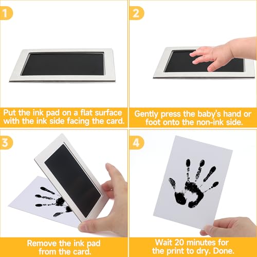 Baby Hand and Footprint Kit Black 4 Pack - Mess-Free Inkless Prints for Newborns & Pets