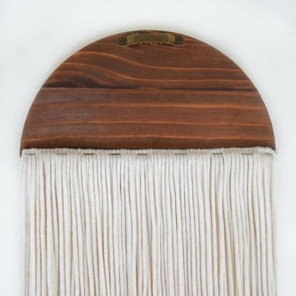 Macrame Wall Hanging Set - Wood Arch Tassel Decor 10x40 Inches, Ivory, Sage Green, Gray