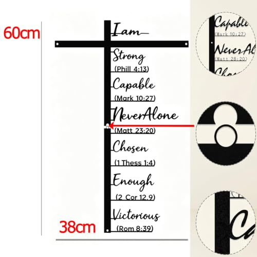 Metal Cross Wall Decor with Scripture - 23.6 Inches Black Religious Art