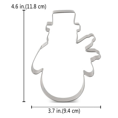 Snowman Cookie Cutter - 3.7 x 4.6 in, Stainless Steel, Safe for Dough & Fondant