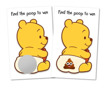 Baby Winnie Find the Poop Scratch-Off Game Set of 40 for Baby Shower - Fun Ice Breaker Activity
