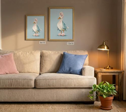 Wood Framed Bathroom Duck Wall Art - Cute Canvas Decor with Variation Bathroom Duck 10"L x 8"W