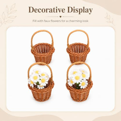 Miniature Rattan Baskets Set of 8 Small Decorative Woven Baskets