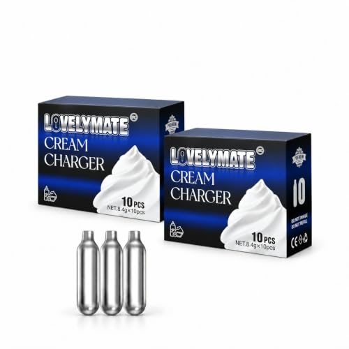 8g Cream Chargers Pack of 20 for Whipped Cream Dispensers - Home & Professional Use