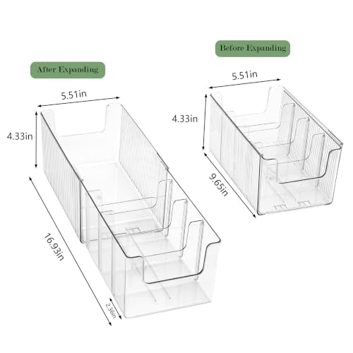 Clear Expandable Medicine Cabinet Organizer 2 Pack with Removable Dividers