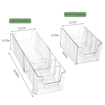 Clear Expandable Medicine Cabinet Organizer 2 Pack with Removable Dividers