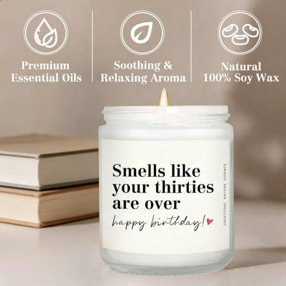 40th Birthday Candle Gift for Women & Men - Lavender & Vanilla Scent - Funny Party Decoration