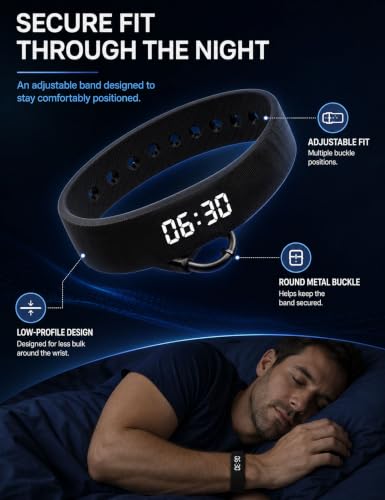 Black Vibrating Alarm Wristband Clock Silent Smart Watch Bracelet for Heavy Sleepers