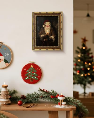 Vodefoad Vintage Santa Wall Art with Candle Frame - 16x12 Inches