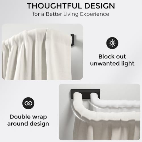 Black Double Curtain Rod 36-72 Inch - Wrap Around Design for Windows - Variation of THIS listing
