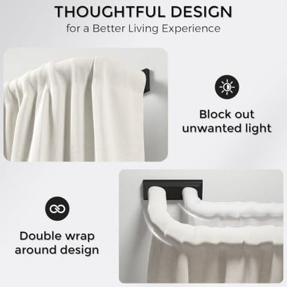 Black Double Curtain Rod 36-72 Inch - Wrap Around Design for Windows - Variation of THIS listing