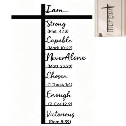 Metal Cross Wall Decor with Scripture - 23.6 Inches Black Religious Art