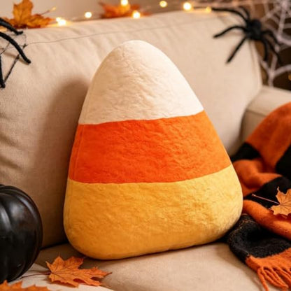 Candy Corn Plush Pillow - Halloween Autumn Seasonal Decorative Cushion