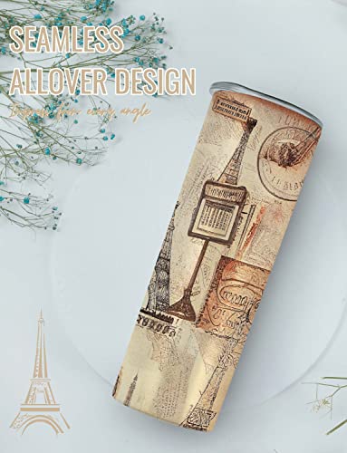 Insulated Stainless Steel Wine Tumbler with Lid and Straw - 20 oz Gift for Women