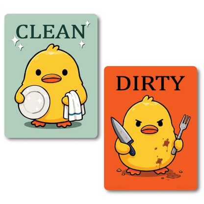 Funny Duck Dishwasher Clean Dirty Sign Magnet with Variation Duck
